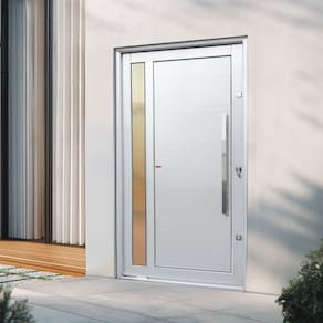 Porta Pivotante Lambril Visione com Puxador Lado Esquerdo Elite 216x150 Branco