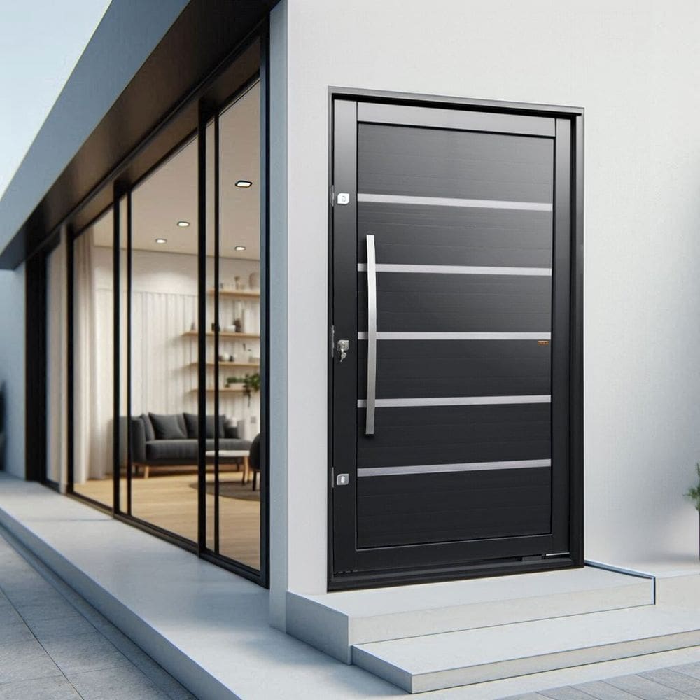 Porta Pivotante Lambril Premium com Puxador Lado Direito Elite 240cmx120cm Preto