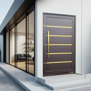 Porta Pivotante Lambril Premium com Puxador Lado Esquerdo Elite 216x10cm Corten