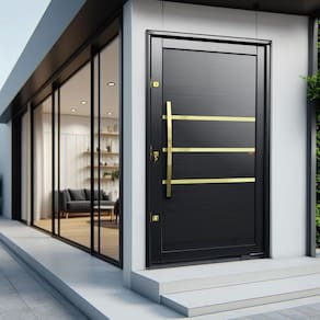 Porta Pivotante Lambril Evolution com Puxador Lado Esquerdo Elite 216x150 Preto