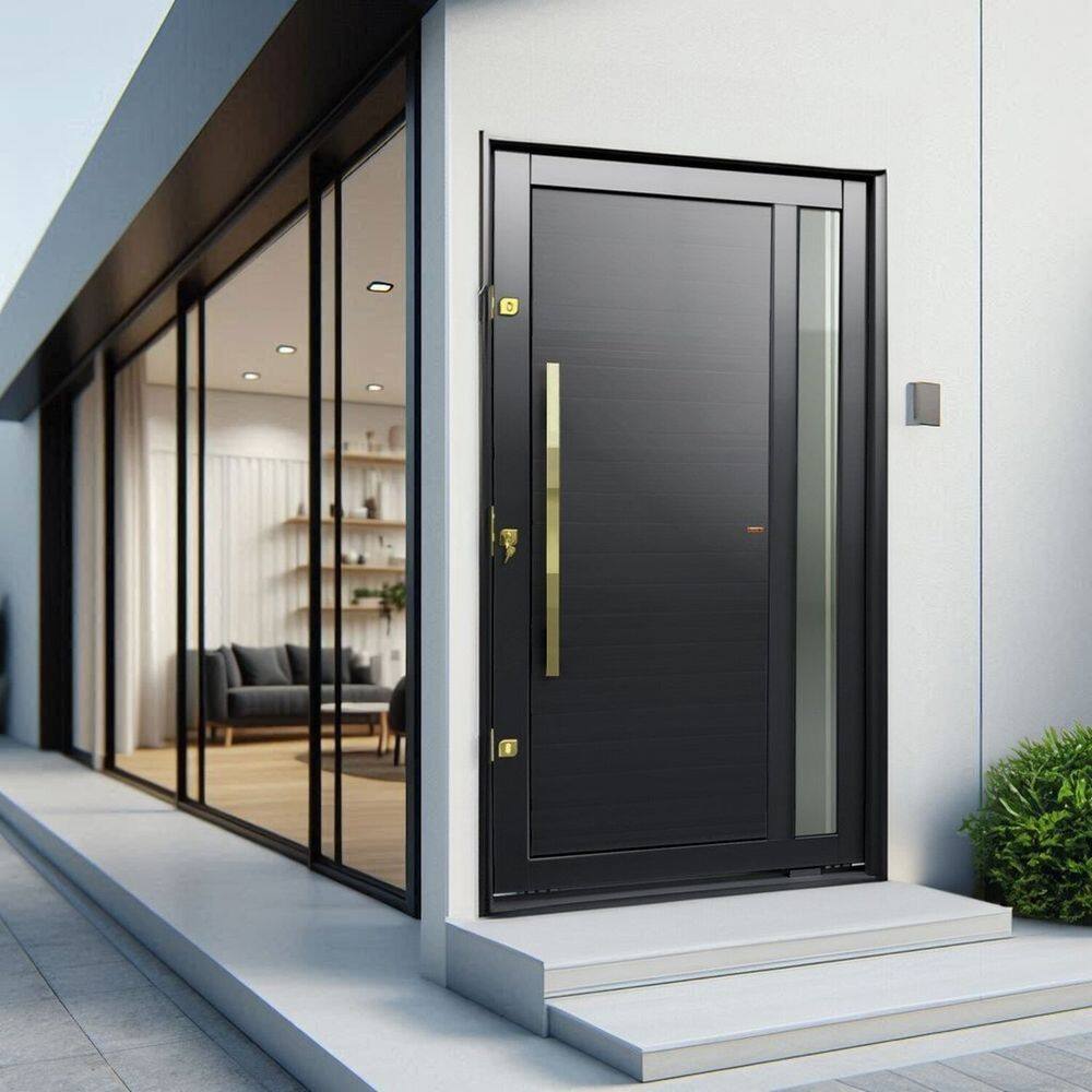 Porta Pivotante Lambril Visione com Puxador Lado Esquerdo Elite 216x100 Preto