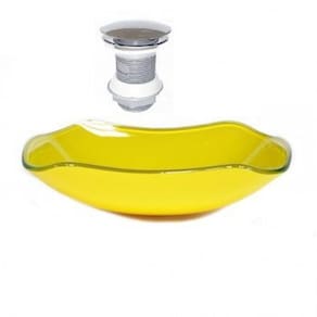 Cuba de Vidro para Banheiro Oval 47 Cm Amarelo