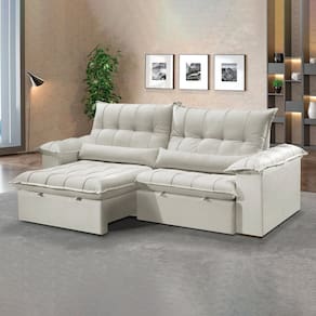 Sofá Retrátil e Reclinável 200 Cm Dubai Off White