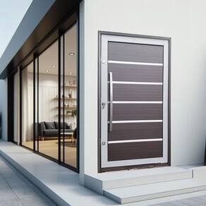 Porta Pivotante Lambril Premium com Puxador Lado Esquerdo Elite 216x100 Mix Corten