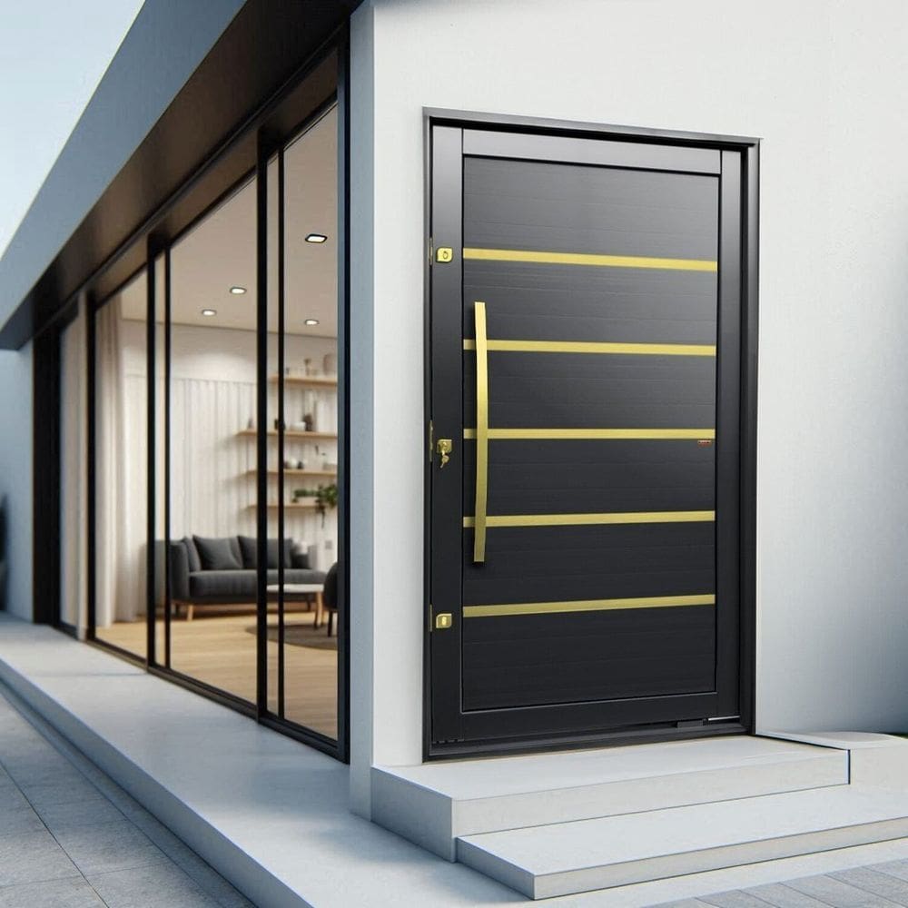 Porta Pivotante Lambril Premium com Puxador Lado Direito Elite 240x150 Preto