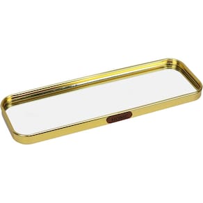 BANDEJA DECORATIVA PARA SERVIR RETANGULAR HOME&CO COM ESPELHO METAL 1x30x10cm DOURADO