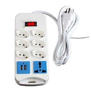 Régua Tomada 7 Entradas Com 2 Usb Branco Universal