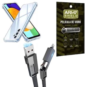 Capinha Para Galaxy A05 + Cabo Usb 4 Em 1 + Pelicula