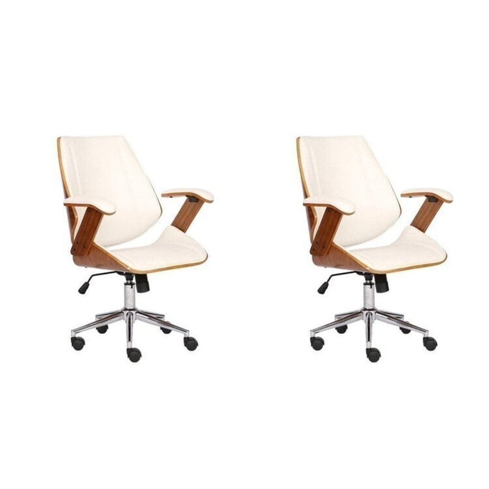 Kit 2 Cadeiras para Escritório Presidente Bergen Baixa 3331 Branco