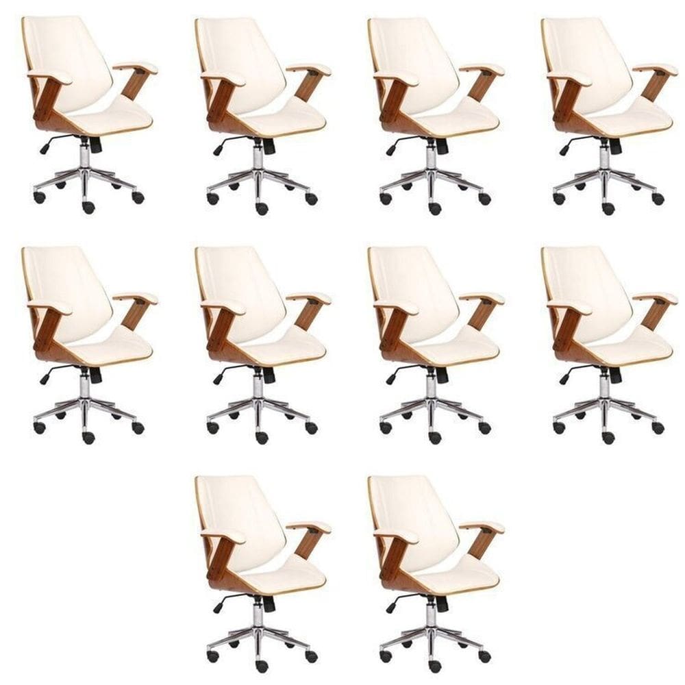 Kit 10 Cadeiras para Escritório Presidente Bergen Baixa 3331 Branco