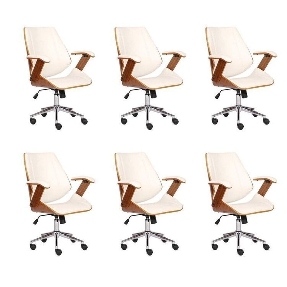 Kit 6 Cadeiras para Escritório Presidente Bergen Baixa 3331 Branco