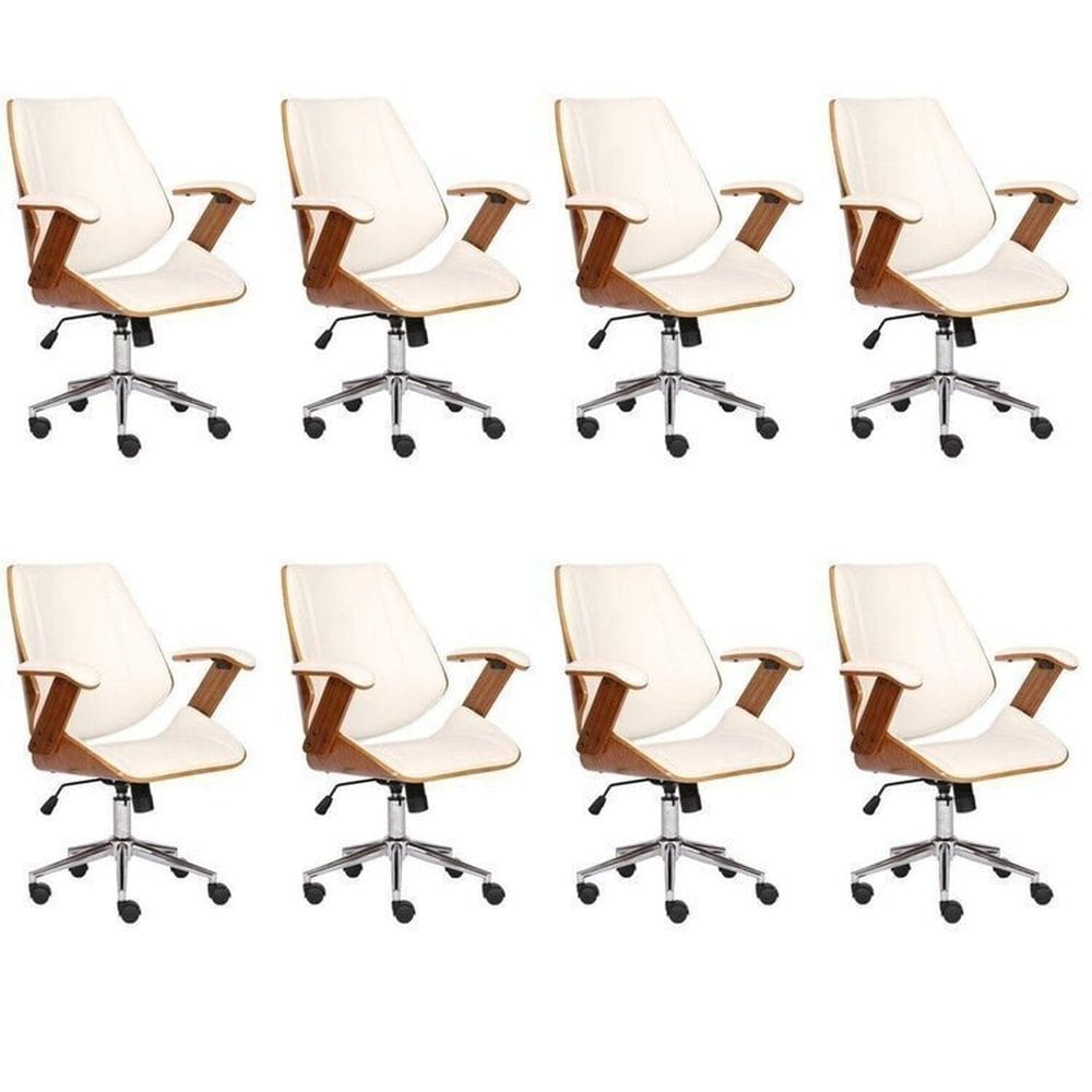 Kit 8 Cadeiras para Escritório Presidente Bergen Baixa 3331 Branco