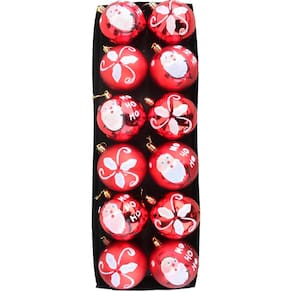 Kit 12 Bolas Natalinas Árvore De Natal Vermelho Enfeite 80mm