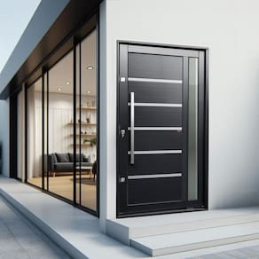 Porta Pivotante Lambril Miraggio com Puxador Lado Direito Elite 216x130cm Preto