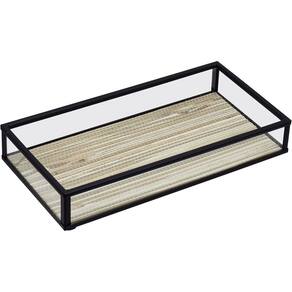BANDEJA DECORATIVA ENFEITE PARA SERVIR HOME&CO VIDRO 3x10x20cm BEGE