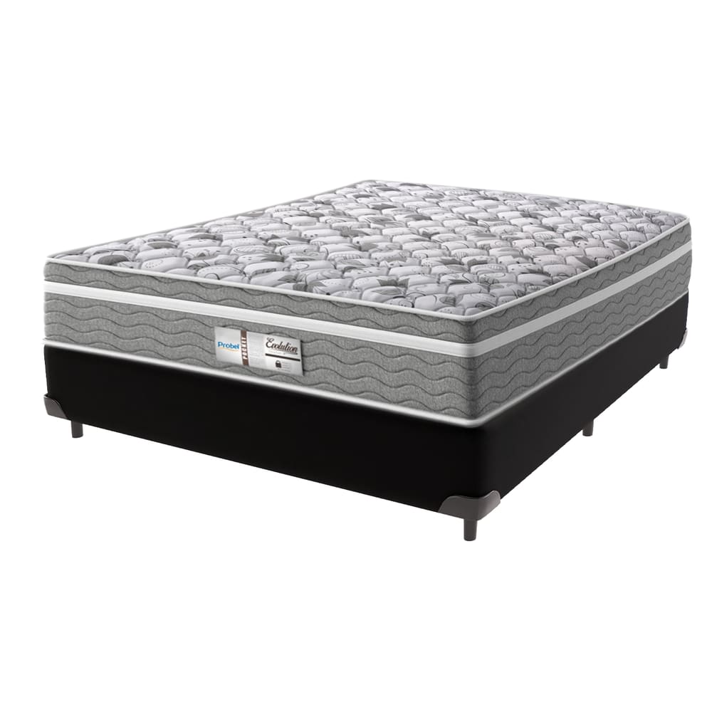 Cama Box Preto e Colchão Casal Evolution Molas Ensacadas Probel