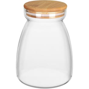 POTE PORTA MANTIMENTOS HOME&CO COM TAMPA BAMBU BOROSSILICATO 1,1L 15x8x8cm TRANSPARENTE