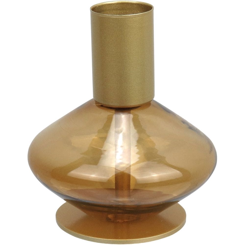 CASTIÇAL PORTA VELA DECORATIVO HOME&CO VIDRO 8x7x7cm ÂMBAR