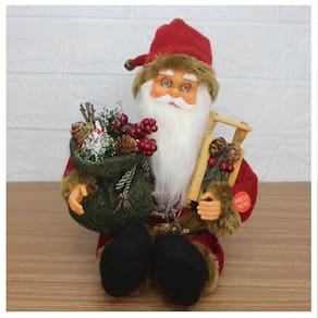 Decoração Enfeite Natal Papai Noel Sentado Com Movimento 21cm