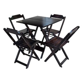 Conjunto de Mesa com 4 Cadeiras de Madeira Dobravel 70x70 Ideal para Bar e Restaurante - Tabaco