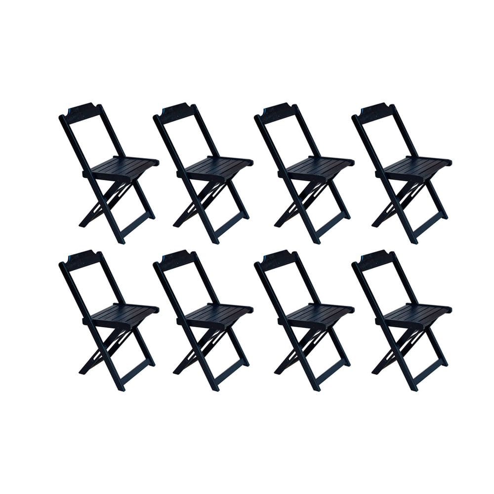 Kit 8 Cadeiras de Madeira Dobravel  Preto