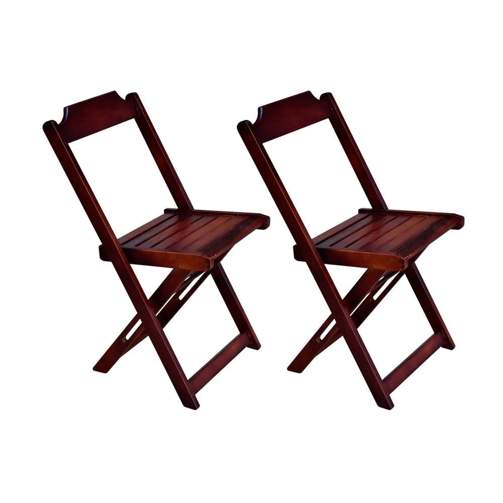 Kit 2 Cadeiras de Madeira Dobravel  Imbuia