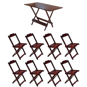 Conjunto Mesa de Madeira Dobravel 1,20x70 Imbuia 8 Cadeiras