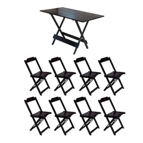 Conjunto Mesa de Madeira Dobravel 1,20x70 Tabaco 8 Cadeiras