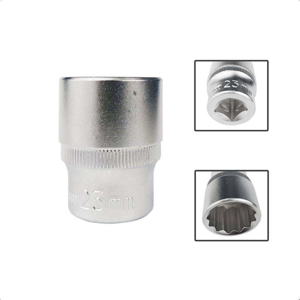 Soquete Estriado Encaixe 1/2 Pols CRV 23mm Aço Cromo Vanádio
