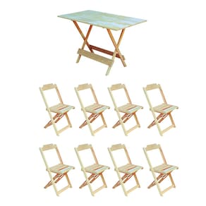Conjunto Mesa de Madeira Dobravel 1,20x70 sem Pintura/crua 8 Cadeiras