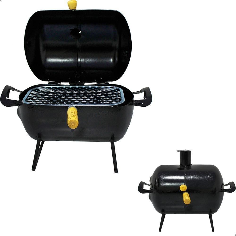 Churrasqueira Bafo Pequena Com Grelha Para Churrasco Preto