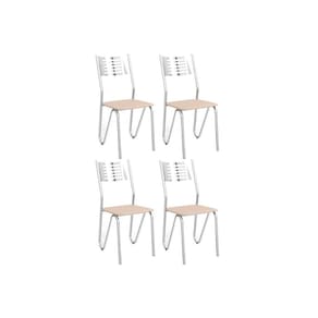 Cadeira Sala de Jantar Nápoles 4C045 Aço Kit 4 Uni Cromada - Assento Nude 16 - Kappesberg
