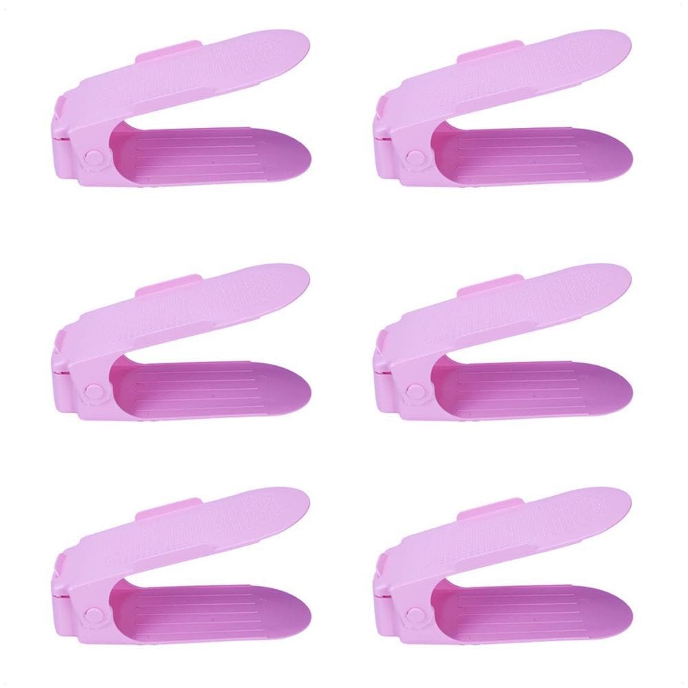 Kit 6 Organizadores Sapatos Reforçado Regulagem Altura Rosa