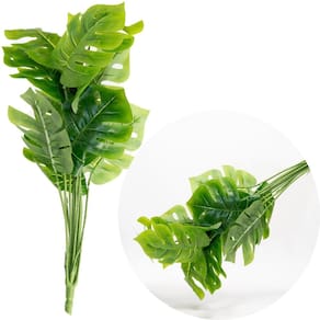 Kit 2 Ramos Costela De Adão Folhagens Jardim Artificial 47cm