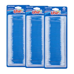Kit Com 3 Hastes Flexíveis com Pontas de Algodão Antigerme Cotonete Use It 120 Unidades