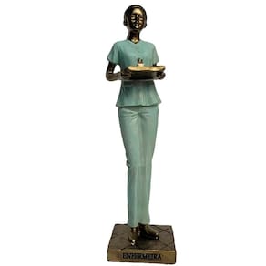 Estatueta Decoração Enfermeira Escultura Resina Enfeite 23cm