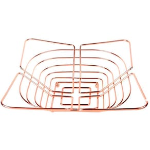 Fruteira Cesta De Mesa Cozinha Rose Gold Inox Elegante 28cm