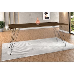 Mesa De Jantar Trama Base Preta Com Tampo Amêndoa 140 X 80 - New Green