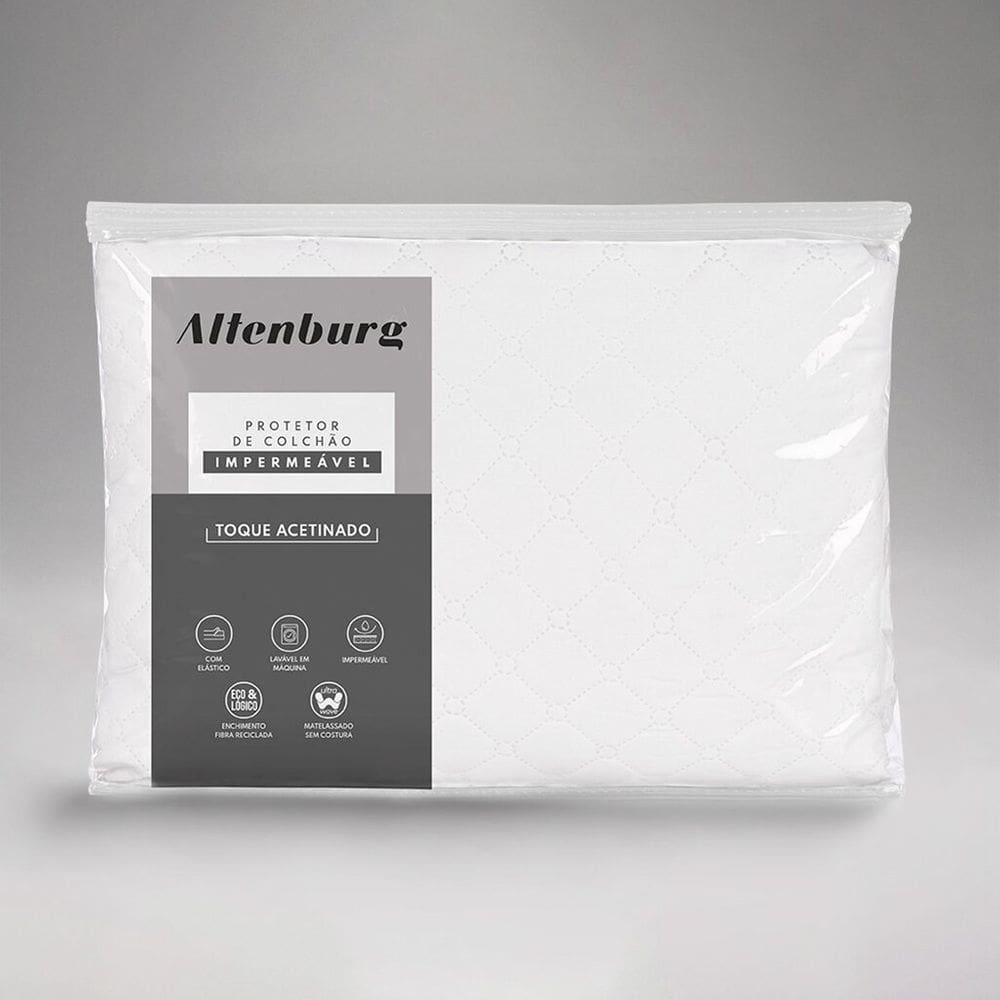 Protetor de Colchão Solteiro King Solteirão Altenburg Toque Acetinado Impermeável 1,10 x 2,03 m