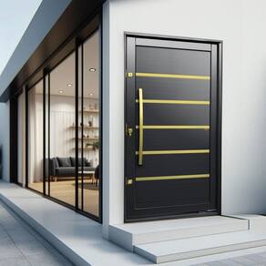 Porta Pivotante Lambril Premium com Puxador Lado Direito Elite 216x100 Preto
