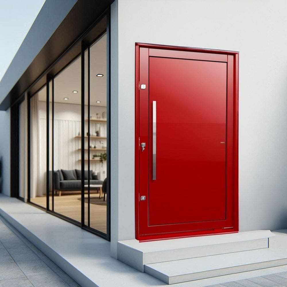 Porta Pivotante Lambril com Puxador Lado Esquerdo Elite 216x130 Vermelho
