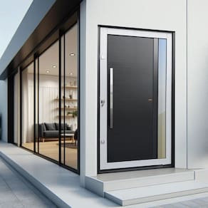 Porta Pivotante Lambril Visione com Puxador Lado Esquerdo Elite 216x120 Mix Preto