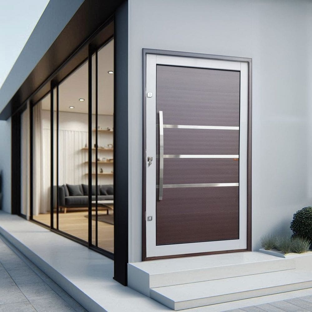 Porta Pivotante Lambril Evolution com Puxador Lado Esquerdo Elite 216x100 Mix Corten