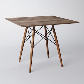Mesa Eiffel Wood Tampo Quadrado De Madeira 90 Cm Amêndoa New Green