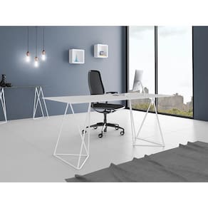 Escrivaninha Bela Vista Cavalete Tampo Branco Base Ferro Branco