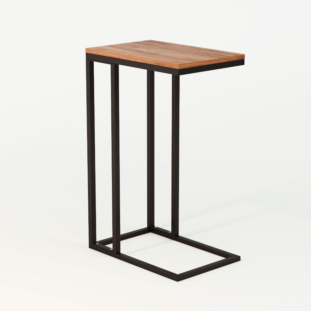 Mesa Lateral Encaixe Elena Preto E Tampo Amêndoa New Green
