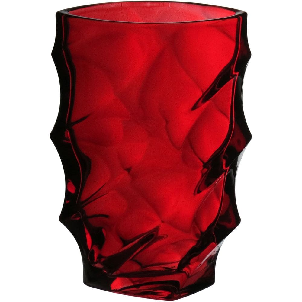 VASO DECORATIVO ENFEITE CASA ONDAS HOME&CO VIDRO 19x12x12cm VERMELHO