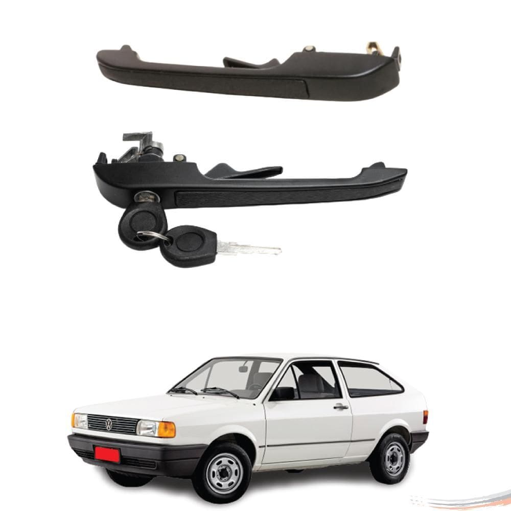 Par Maçaneta Externa Friso Preto C/ Chave Gol Voyage 87 A 96 - UN / 2 [F103]