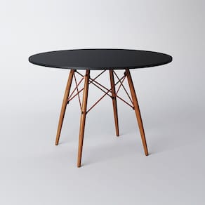 Mesa Eiffel Wood Cobre Tampo De Madeira 90 Cm Preto New Green