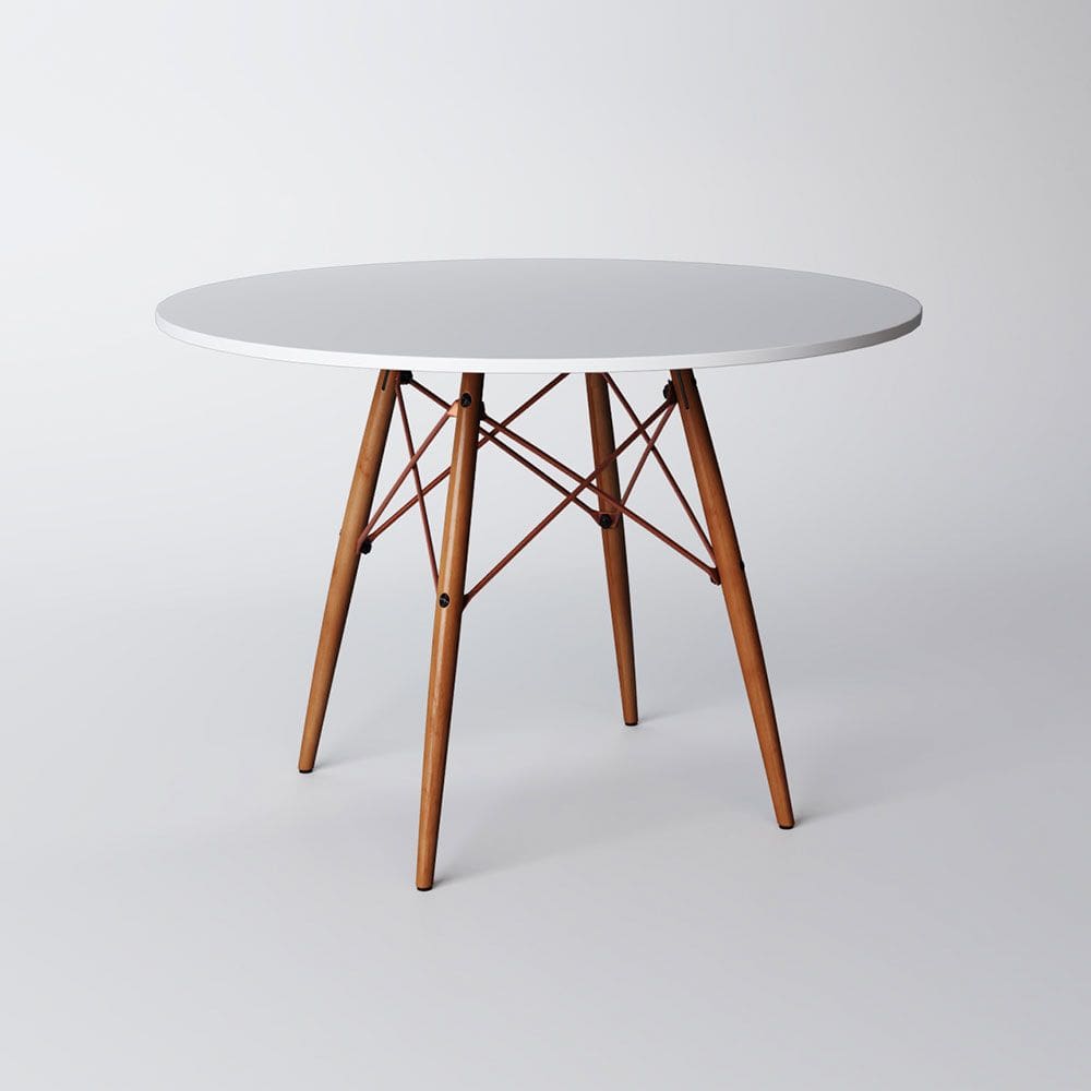 Mesa Eiffel Wood Cobre Tampo De Madeira 90 Cm Branco New Green